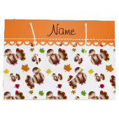 Grand Sac Cadeau Le feuille de la dinde blanche nommée (Dos)