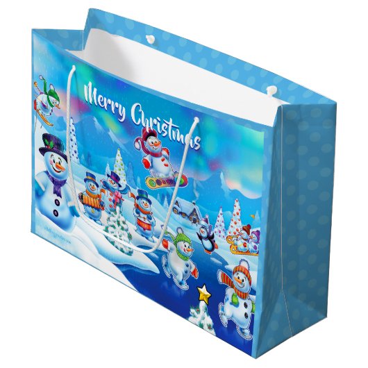 Grand Sac Cadeau Le grand pays des merveilles brillant snowfolk. (Devant Angle)