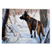 Grand Sac Cadeau Le Malinois Belge Laisser Neige Noël (Dos)