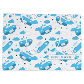 Grand Sac Cadeau Le monogramme de Cute White & Blue Planes et des e (Dos)