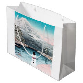 Grand Sac Cadeau Le Mont Fuji et le Snowman (Dos Angle)