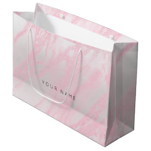 Grand Sac Cadeau Le pastel de rose de rose rougissent l'argent