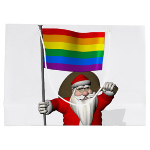Grand Sac Cadeau Le père noël avec le drapeau d'arc-en-ciel de ga