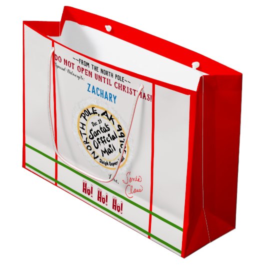 Grand Sac Cadeau Le Timbre Du Pôle Nord N'Est Pas Ouvert Avant Noël (Devant Angle)