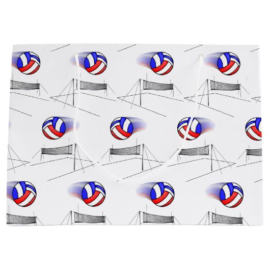 Grand Sac Cadeau Le Volley-ball Survole Le Net (Devant)