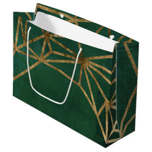 Grand Sac Cadeau Le Web de la jungle verte et de l'or