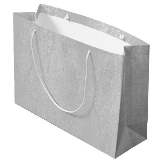 Grand Sac Cadeau Légère texture en cuir gris (Dos Angle)