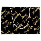 Grand Sac Cadeau L'Elégant Gold a l'air heureux d'anniversaire Noir (Dos)