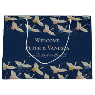 Grand Sac Cadeau L'élégante Mariage des Grues japonaises Vintages B