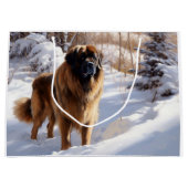 Grand Sac Cadeau Leonberger Laissez-le neiger Noël (Devant)