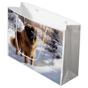 Grand Sac Cadeau Leonberger Laissez-le neiger Noël