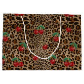 Grand Sac Cadeau Leopard Cheetah Animal Print Red Cherry Pattern (Dos)