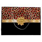 Grand Sac Cadeau Léopard d'or rouge personnalisées (Dos)