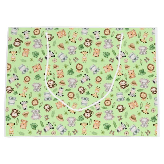 Grand Sac Cadeau Les animaux de Safari de la Jungle (Devant)