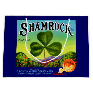 Grand Sac Cadeau Les années 1930 étiquette Shamrock Navel Oranges