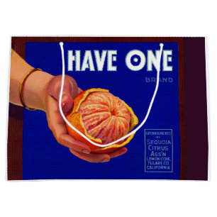 Grand Sac Cadeau Les années 1940 ont une plaque étiquette orange