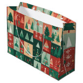 Grand Sac Cadeau Les arbres verts de Noël (Dos Angle)