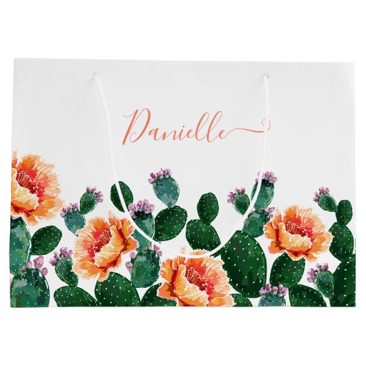 Grand Sac Cadeau Les cactus fleurissent (Dos)