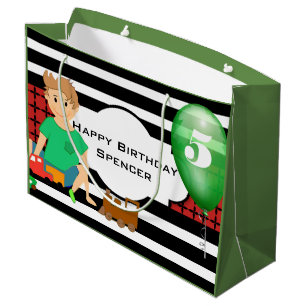 Grand Sac Cadeau Les garçons jouant w/Modern modèle l'anniversaire