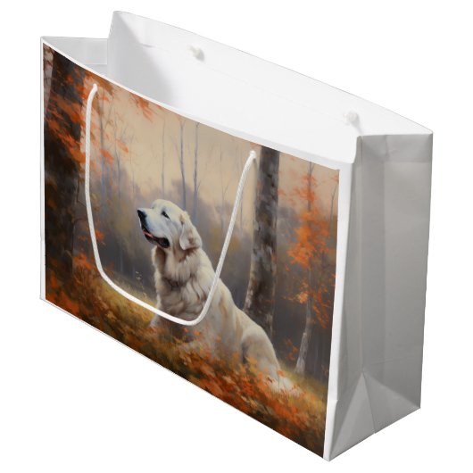 Grand Sac Cadeau Les grandes Pyrénées à l'automne Feuilles automne (Devant Angle)