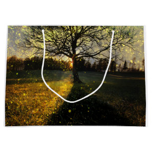 Grand Sac Cadeau Les lucioles magiques paysage onirique