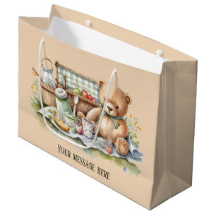Grand Sac Cadeau Les mignons ours de pique-nique ajoutent un messag