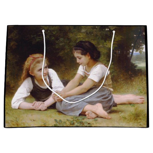 Grand Sac Cadeau Les Noisettes : Les jeunes filles ramassent les no (Devant)