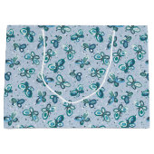 Grand Sac Cadeau Les papillons Doodle Bugs - bleu - motif sans soud (Devant)