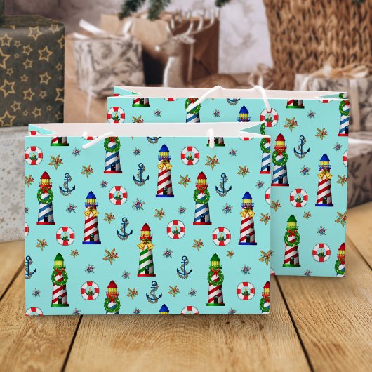 Grand Sac Cadeau Les phares nautiques de Noël