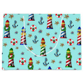 Grand Sac Cadeau Les phares nautiques de Noël (Devant)
