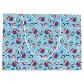 Grand Sac Cadeau Let It Snow mignon Snowmen Aquarelle caractères (Dos)