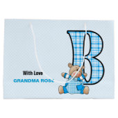 Grand Sac Cadeau LETTRE BLANCHE B GRANDE POUR LES GARÇONS AVEC Ours (Dos)
