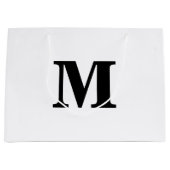 Grand Sac Cadeau LETTRE CLASSIQUE NOIR ET BLANC Moderne Monogramme (Devant)