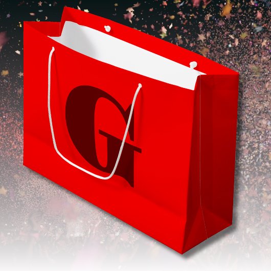 Grand Sac Cadeau LETTRE ROUTE FROIDE MODÈLE MONogramme | Rouge