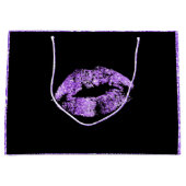 Grand Sac Cadeau Lèvres à Parties scintillant violette (Devant)