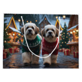 Grand Sac Cadeau Lhasa Apso Dogs Christmas Snow Holiday (Dos)