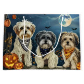 Grand Sac Cadeau Lhasa Apso Halloween Éffrayant (Devant)