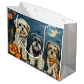 Grand Sac Cadeau Lhasa Apso Halloween Éffrayant (Dos Angle)