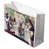 Grand Sac Cadeau L'heure du petit-déjeuner des chats, Louis Wain (Devant Angle)