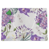 Grand Sac Cadeau Libellule pourpre d'hortensias de violettes (Devant)
