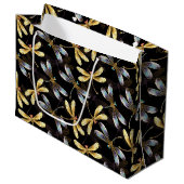 Grand Sac Cadeau Libellules dorées et argentées (Devant Angle)