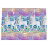 Grand Sac Cadeau Licornes d'aquarelle (Dos)