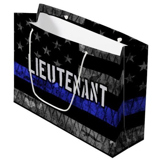 Grand Sac Cadeau Lieutenant Thin Blue Line Drapeau désorganisé (Devant Angle)