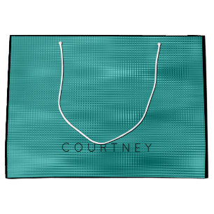 Grand Sac Cadeau Lignes gril métallique abstrait noir de rayures d