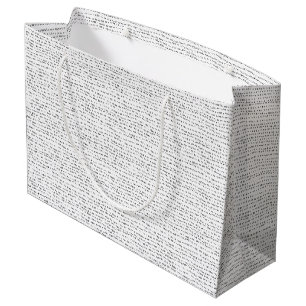 Grand Sac Cadeau Lignes minuscules noires et blanches minimalistes