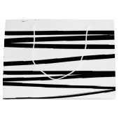 Grand Sac Cadeau Lignes noires et blanches modernes Art Abstrait (Devant)