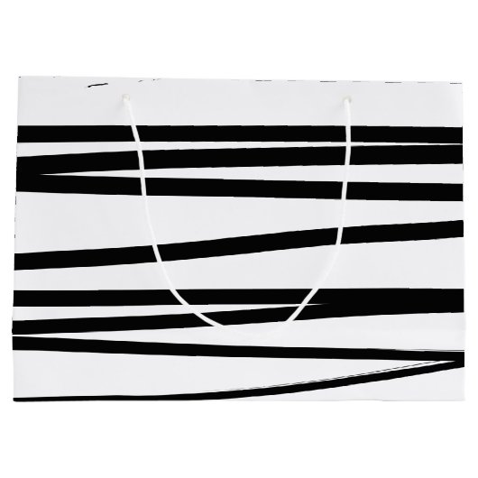 Grand Sac Cadeau Lignes noires et blanches modernes Art Abstrait (Dos)
