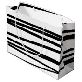Grand Sac Cadeau Lignes noires et blanches modernes Art Abstrait (Dos Angle)