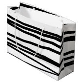 Grand Sac Cadeau Lignes noires et blanches modernes Art Abstrait (Devant Angle)