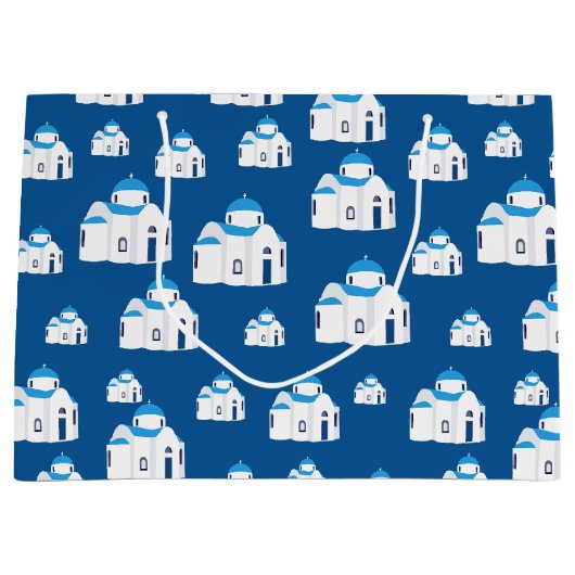 Grand Sac Cadeau L'île grecque Santorin Blue Dome (Devant)